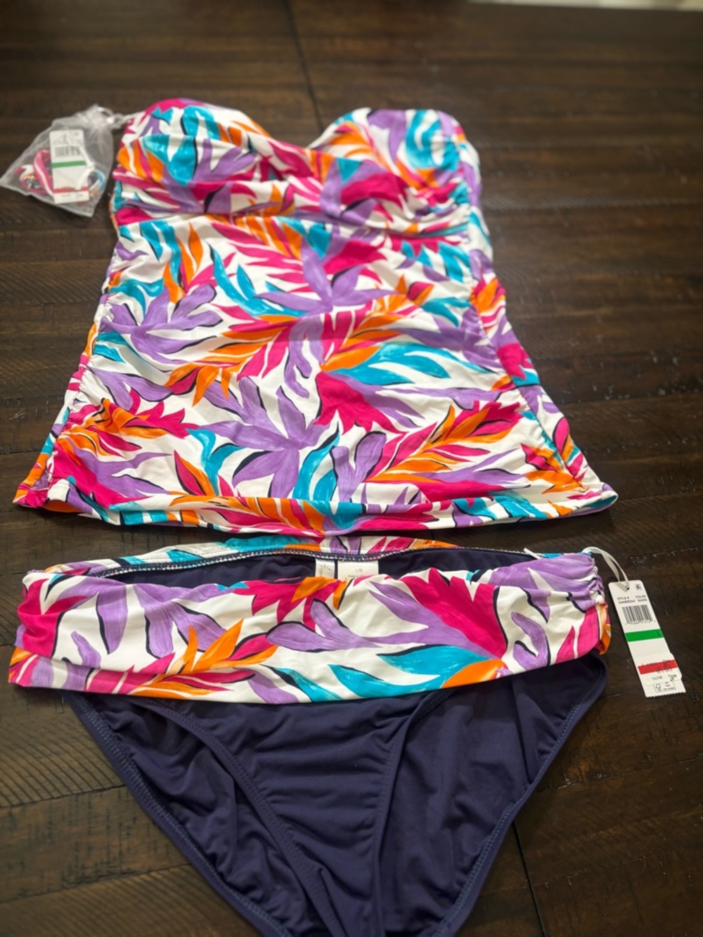 Anne Cole Multicolor Tropical Print 2 Piece Tankini Large #00011
